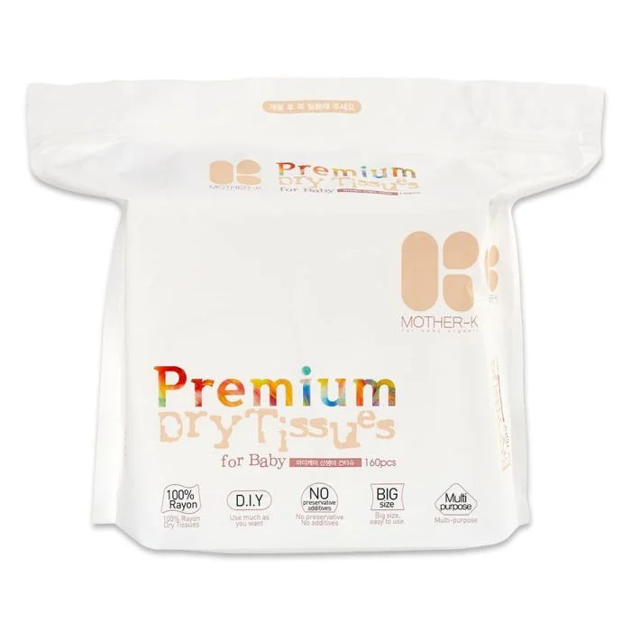 Mother-K PREMIUM klasės Sausos Servetėlės, Viskozė, 160 vnt.