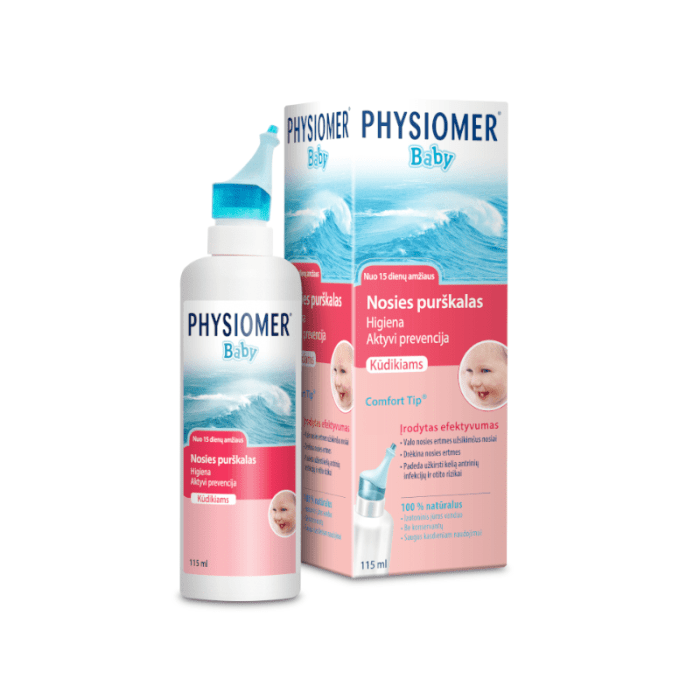 PHYSIOMER kūdikių nosies purškalas, 115 ml