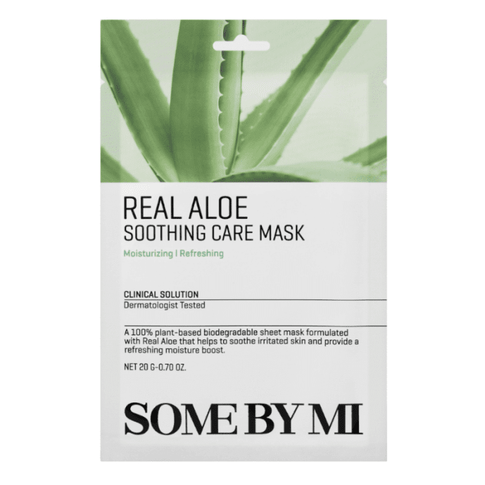 SOME BY MI Real Aloe Soothing Care Mask raminanti lakštinė veido kaukė su alaviju, 20 g