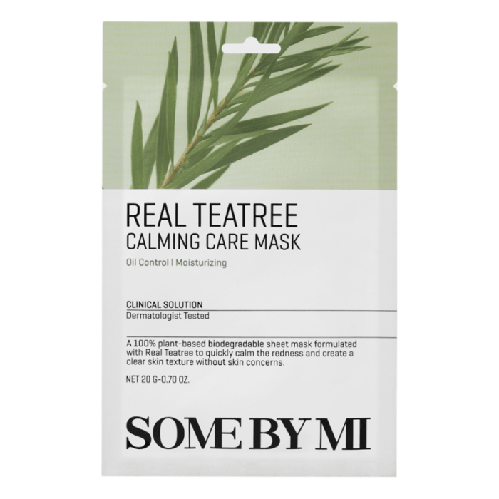 SOME BY MI Real Teatree Calming Care Mask raminanti lakštinė veido kaukė su arbatmedžiu, 20 g