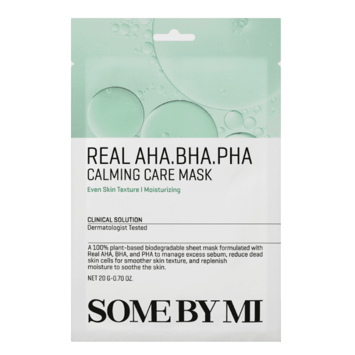 SOME BY MI Real AHA-BHA-PHA Calming Care Mask raminanti lakštinė veido kaukė su rūgštimis,  20 g