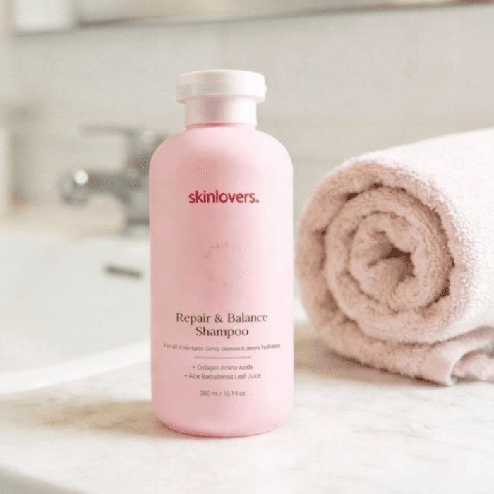 SKINLOVERS Repair & Balance atkuriamasis šampūnas dažytiems ir pažeistiems plaukams, 300 ml