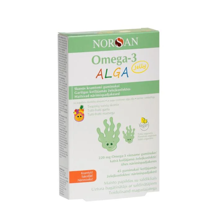 NORSAN Omega-3 Alga jelly želatininės pastilės, N45