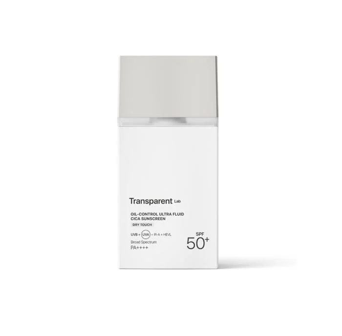 TRANSPARENT LAB Oil Control ultra-fluid Cica Sunscreen apsauga riebiai veido odai su mineraliniais ir cheminiais filtrais SPF50, 100 ml