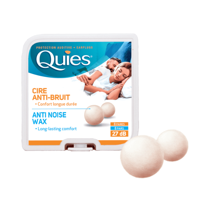 QUIES apsauginiai ausų kištukai iš vaško ir medvilnės, 8 poros