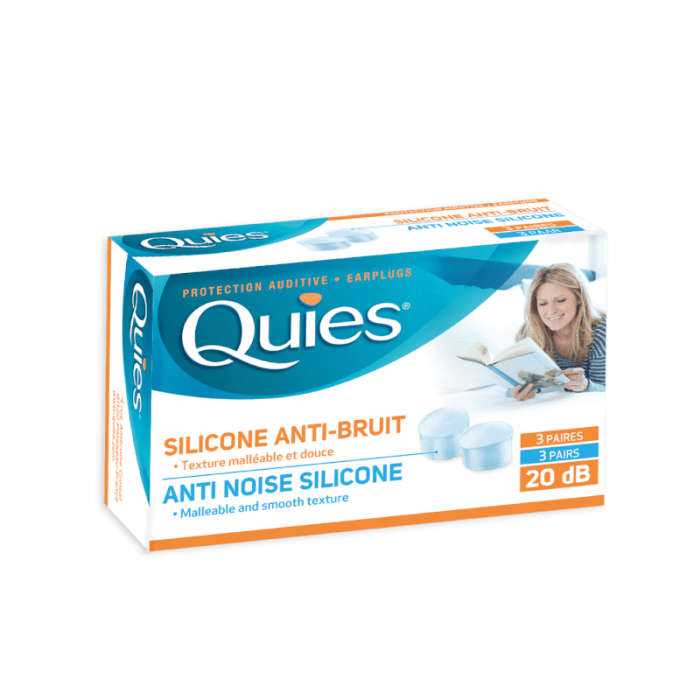 QUIES apsauginiai ausų kištukai iš skaidraus silikono, 3 poros 