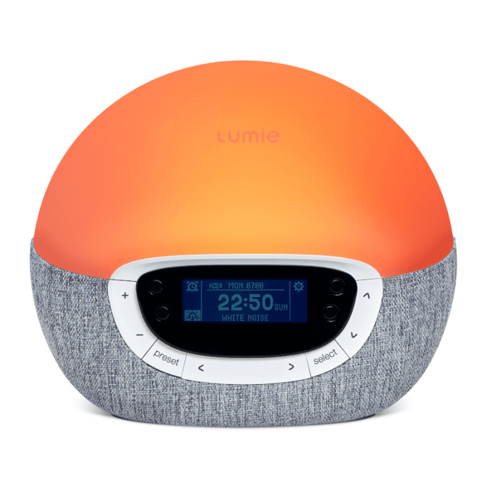 LUMIE Bodyclock Shine 300 šviesos žadintuvas su radiju, baltuoju triukšmu ir 15 garsų
