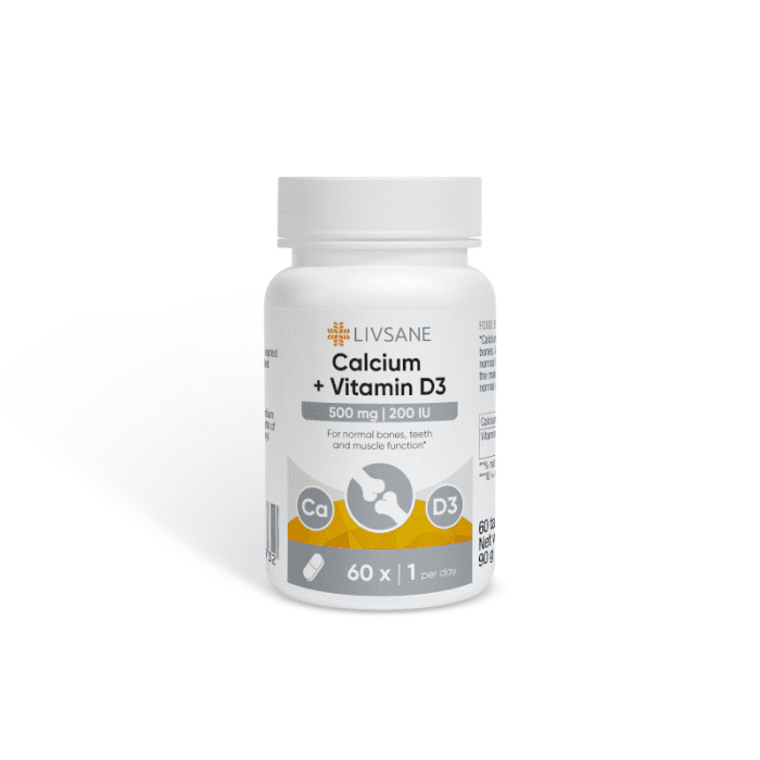 LIVSANE maisto papildas su kalciu ir vitaminu D3, N60