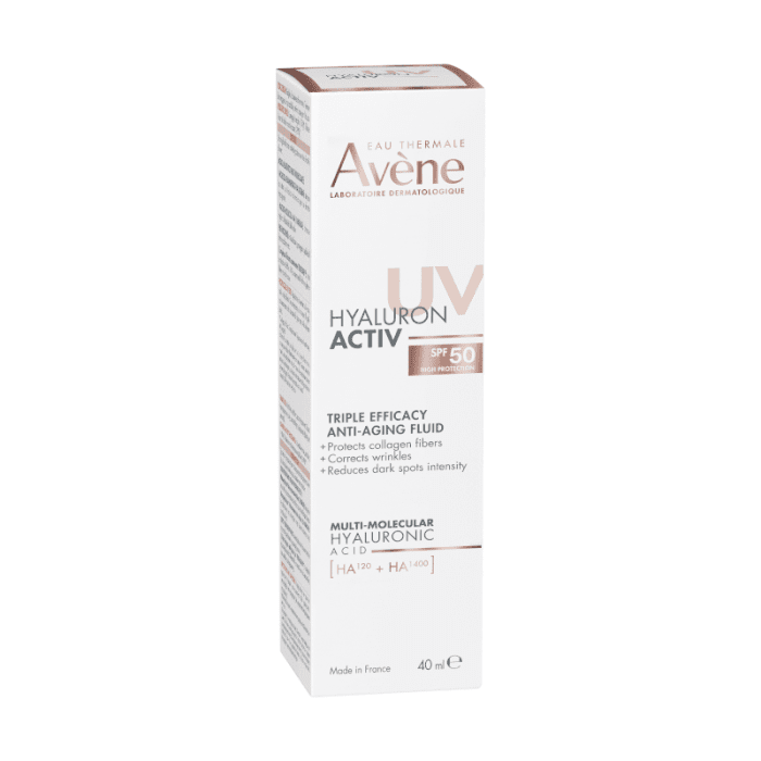 EAU THERMALE AVENE Hyaluron Activ UV veido fluidas brandžiai odai SPF50,  40 ml