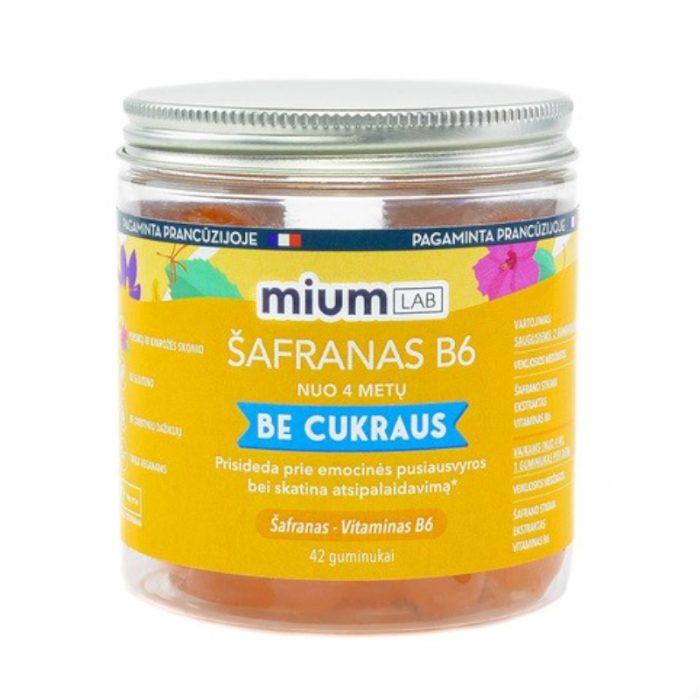 MIUM Lab Maisto papildas ŠAFRANAS B6. Be cukraus. Guminukai , N42