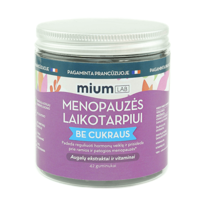 MIUM Lab Maisto papildas MENOPAUZĖS LAIKOTARPIUI. Be cukraus. Guminukai,  N42