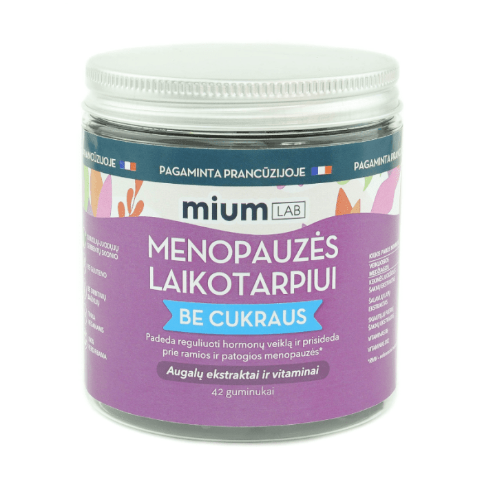 MIUM Lab Maisto papildas MENOPAUZĖS LAIKOTARPIUI. Be cukraus. Guminukai,  N42