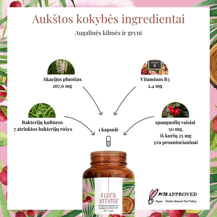 NATURTREU Probiotikai sveikai makšties mikroflorai palaikyti, 60 kapsulių
