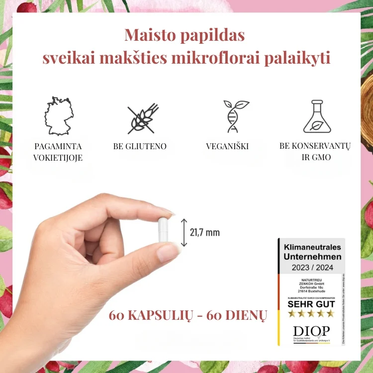 NATURTREU Probiotikai sveikai makšties mikroflorai palaikyti, 60 kapsulių