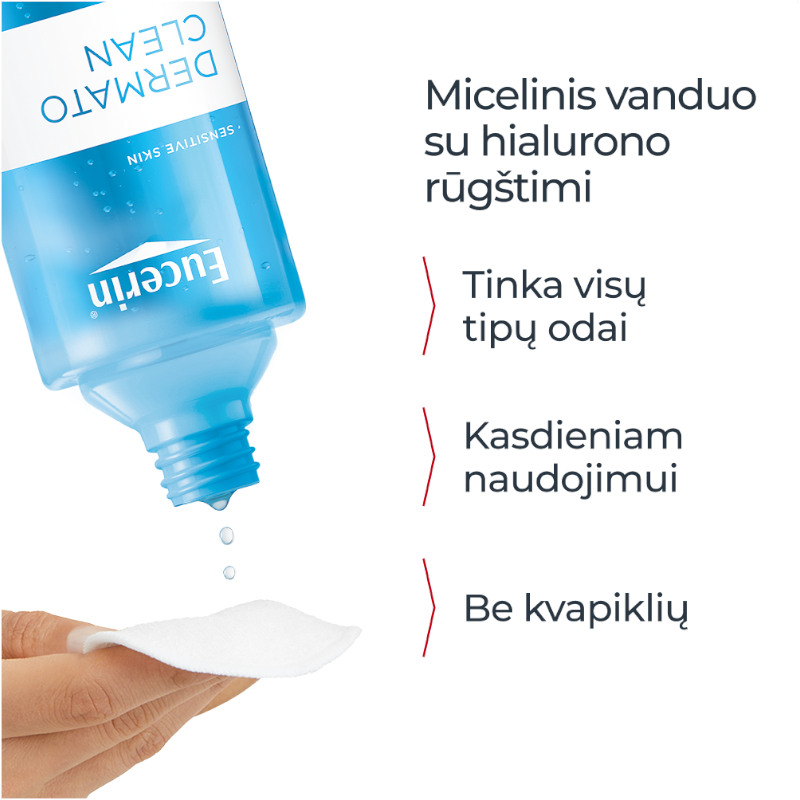 EUCERIN Dermatoclean 3 in 1 valomasis micelinis vanduo veidui, 400 ml
