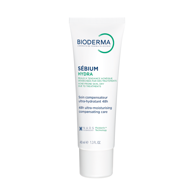 BIODERMA drėkinamasis atkuriamasis kremas išsausėjusiai į spuogus linkusiai odai, SEBIUM HYDRA, 40 ml