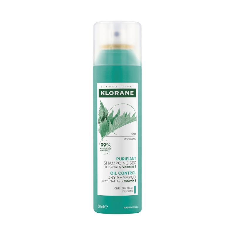 KLORANE sausas šampūnas riebiai galvos odai su dilgėlėmis Dry shampoo Nettle 150 ml