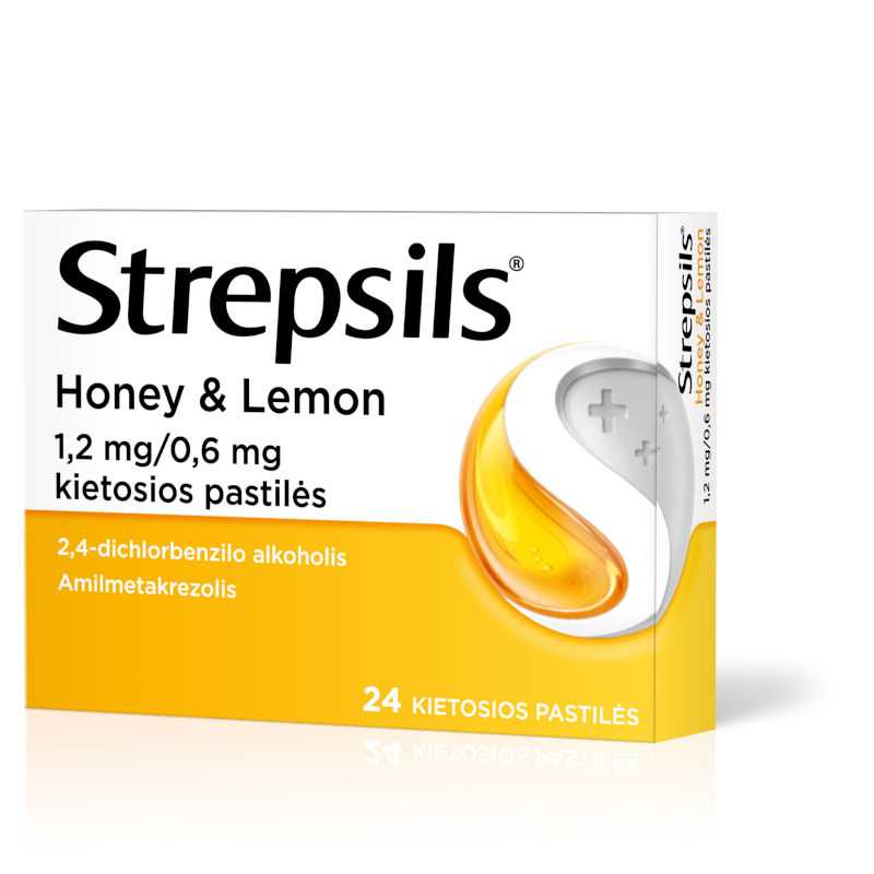 Strepsils Honey & Lemon 1,2 mg/0,6 mg kietosios pastilės N24