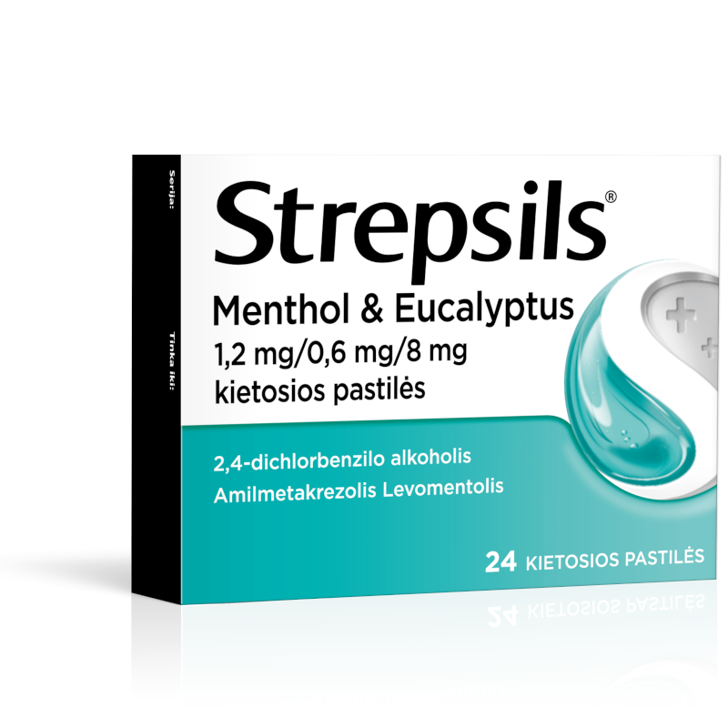 Strepsils Menthol & Eucalyptus 1,2 mg/0,6 mg/8 mg kietosios pastilės N24
