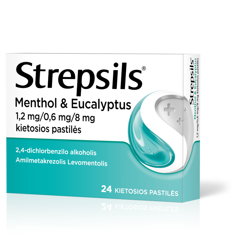 Strepsils Menthol & Eucalyptus 1,2 mg/0,6 mg/8 mg kietosios pastilės N24
