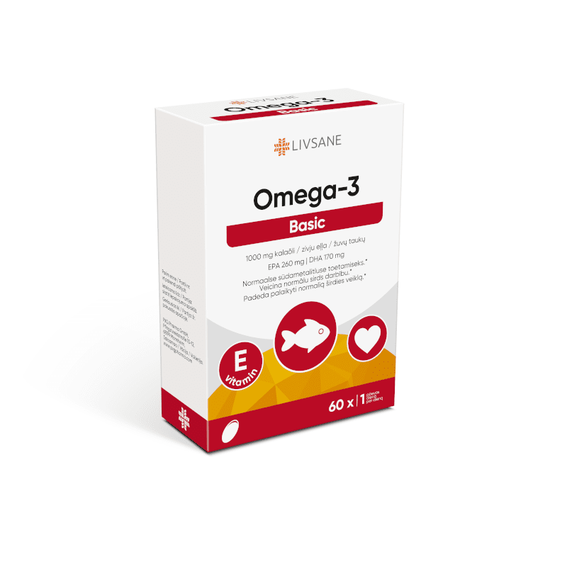 LIVSANE OMEGA-3 + Vitaminas E žuvų taukai N60