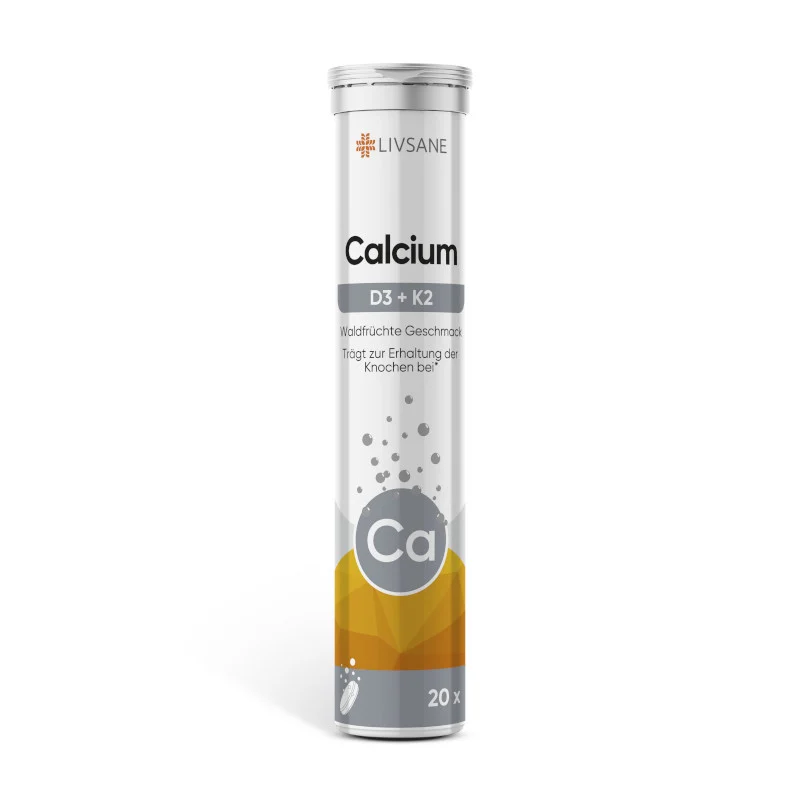 LIVSANE kalcio šnypščiosios tabletės CALCIUM + D3 + K2, N20