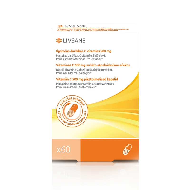 LIVSANE vitaminas C 500 mg kapsulės N60