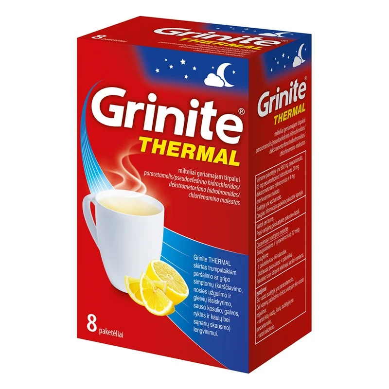 GRINITE THERMAL 650 mg/60 mg/20 mg/4 mg milteliai geriamajam tirpalui N8