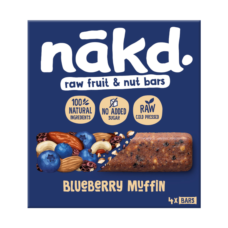 NAKD Vaisių ir riešutų batonėlis su mėlynėmis 4x 35g