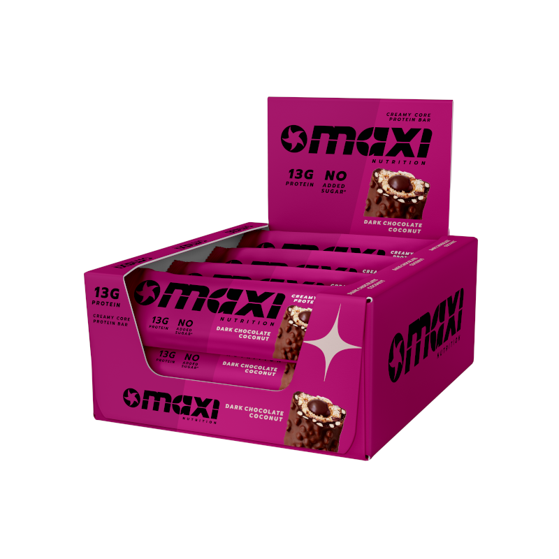 MAXINUTRITION baltyminis batonėlis Creamy Core su juoduoju šolkoladu ir kokosu 45 g