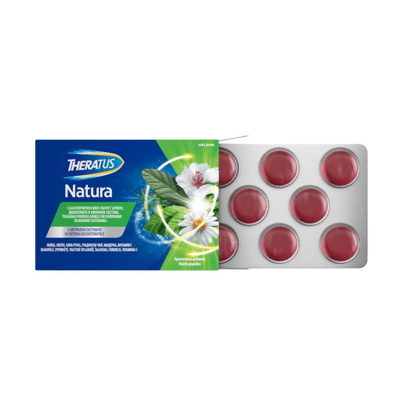 THERATUS Natura čiulpiamos tabletės gerklei, N16