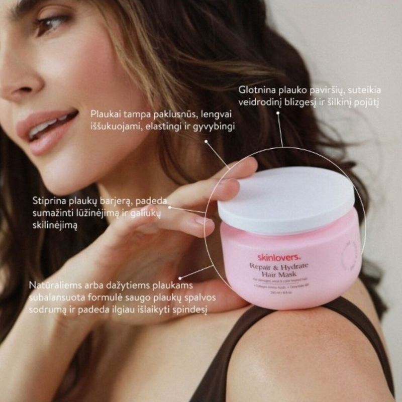 SKINLOVERS atstatanti, drėkinanti ir giliai maitinanti plaukų kaukė, 250 ml