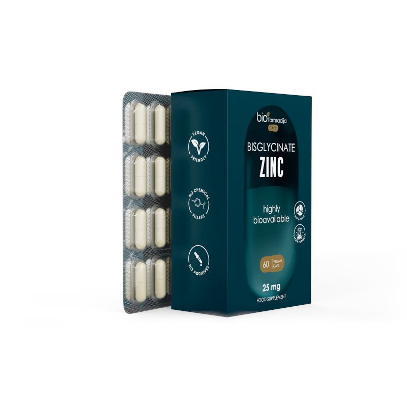 BIOFARMACIJA cinko bisglicinatas 25 mg kapsulės, N60