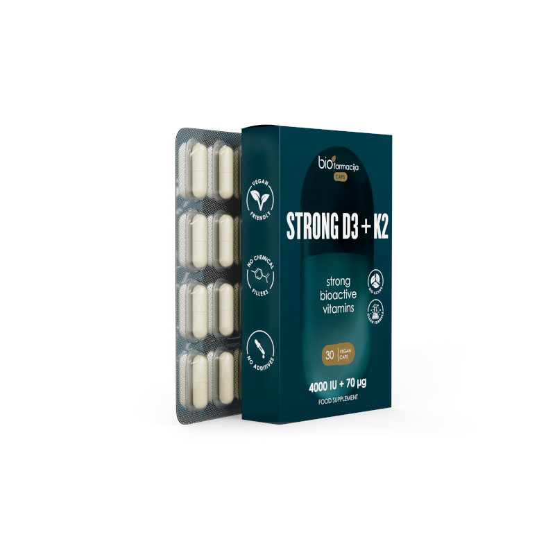 BIOFARMACIJA Strong D3+K2 4000 IU + 70 µg kapsulės, N30