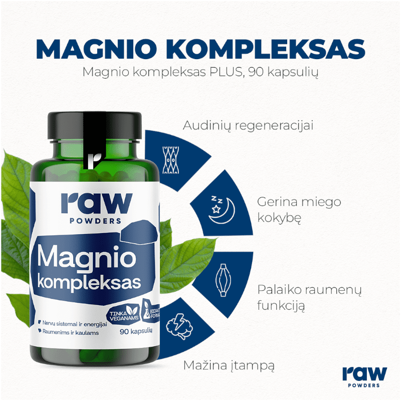 RAW POWDERS Magnio kompleksas PLUS kapsulės, N90