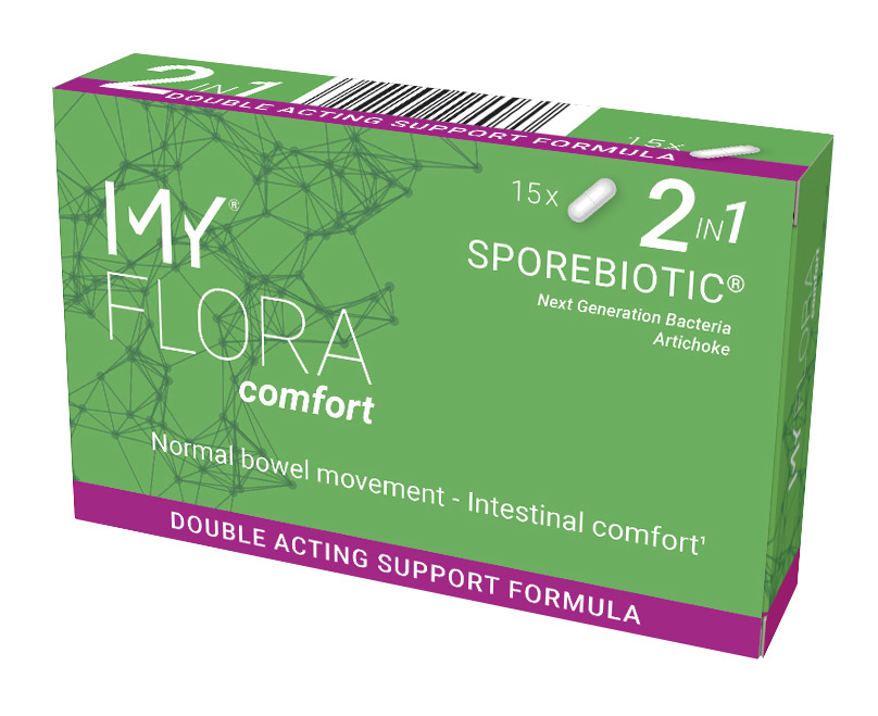 MY FLORA COMFORT Sporebiotic®, gyvybingos bakterijos sporose, 15 kapsulių