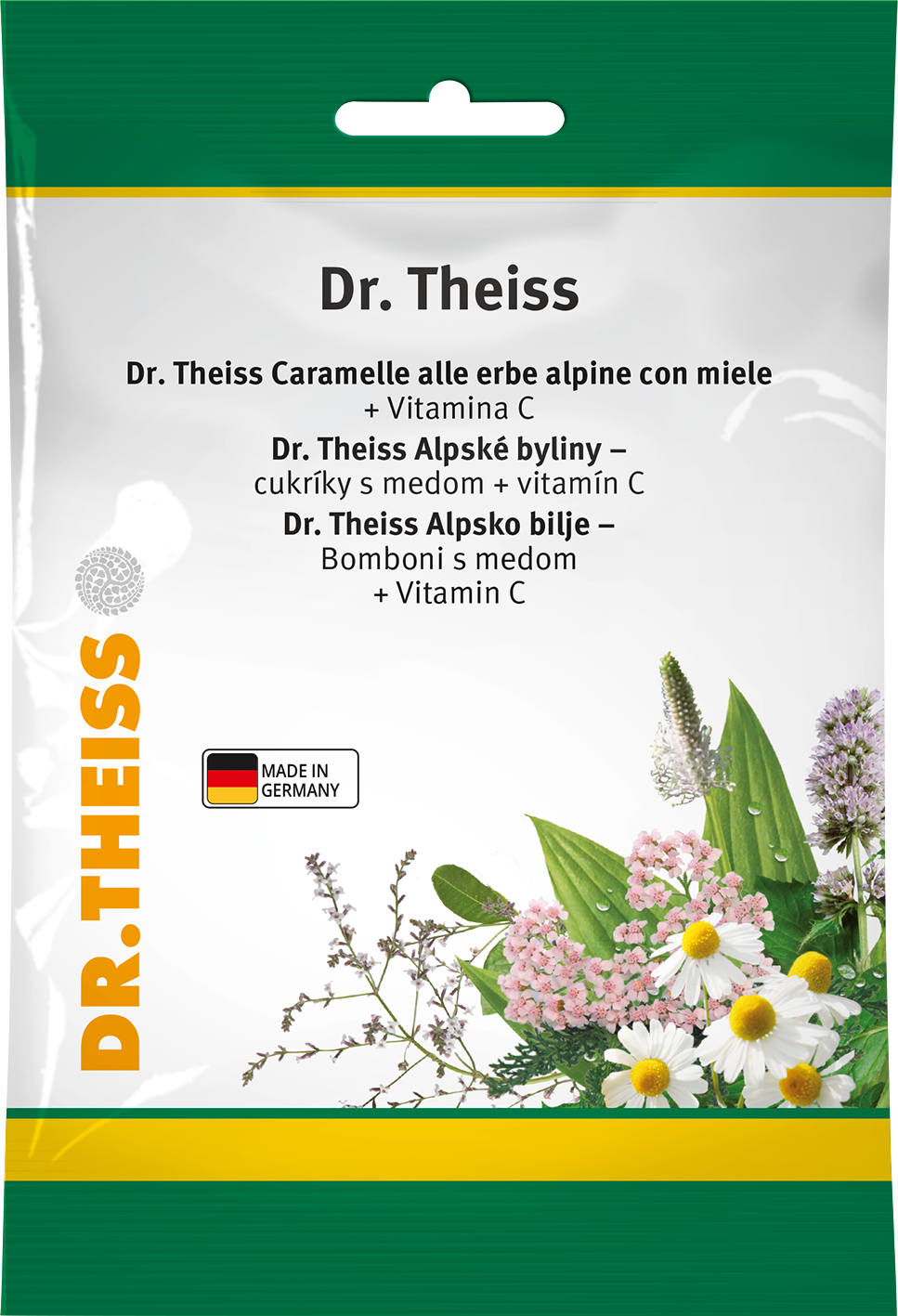 DR. THEISS šveicariškų žolių skonio ledinukai su vitaminu C ir medumi 75 g