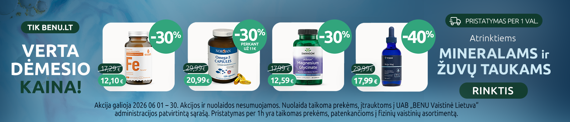 AkimMineralams ir žuvų taukams pasiūlymai